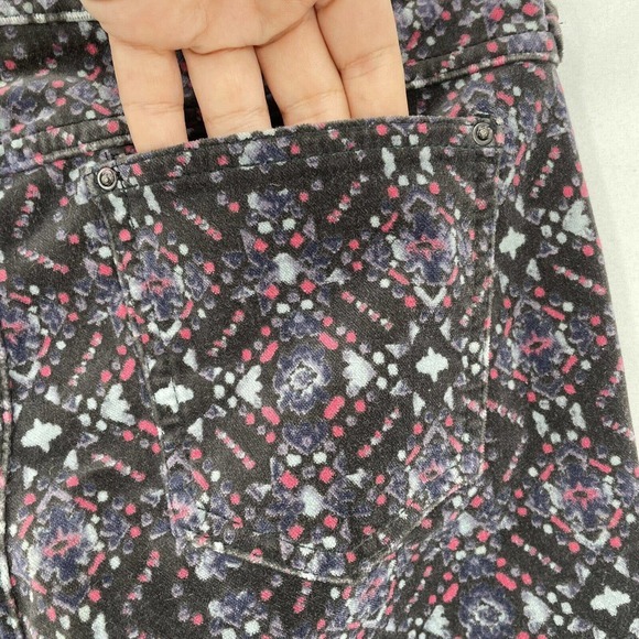 Free‎ People Women's Velvet Skinny Pants Stretch Geometric Print Size 25 - Picture 12 of 12